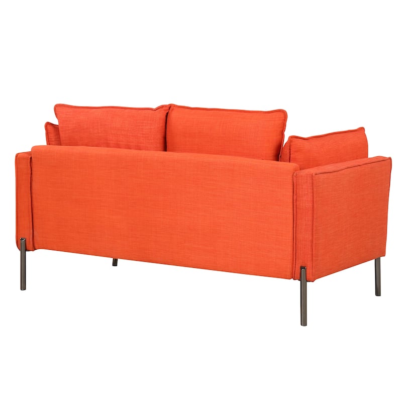 56" Modern Style Sofa Linen Fabric Loveseat Small Love Seats Couch for